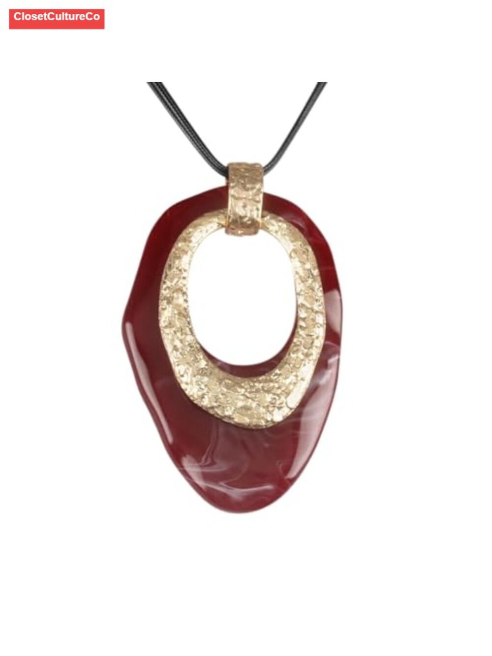 Faux Leather Rope Necklace Large Pendant Boho Sweater Necklace